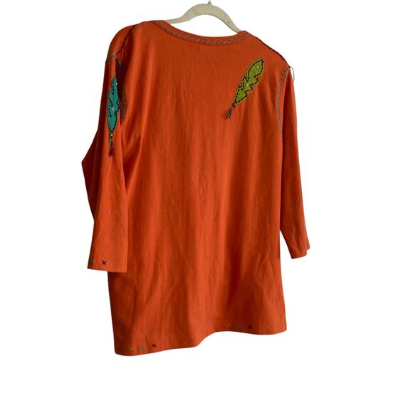 Y2K Sassy Sistas Orange Embroidered Biker Native American Loose Fit Top size XL - Picture 15 of 16